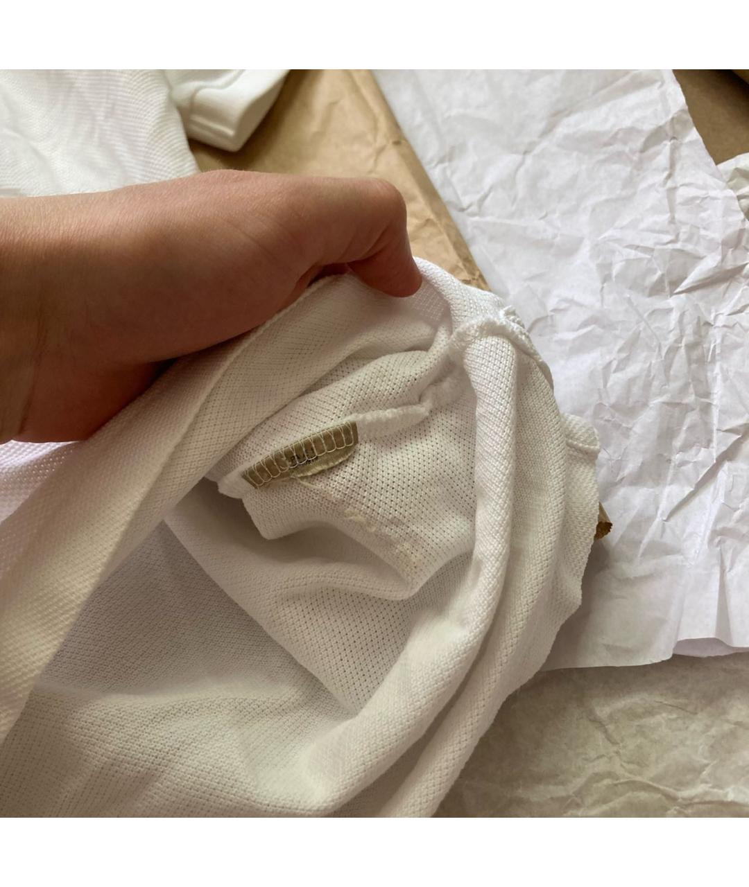 BURBERRY Белое хлопковое поло с коротким рукавом, фото 8