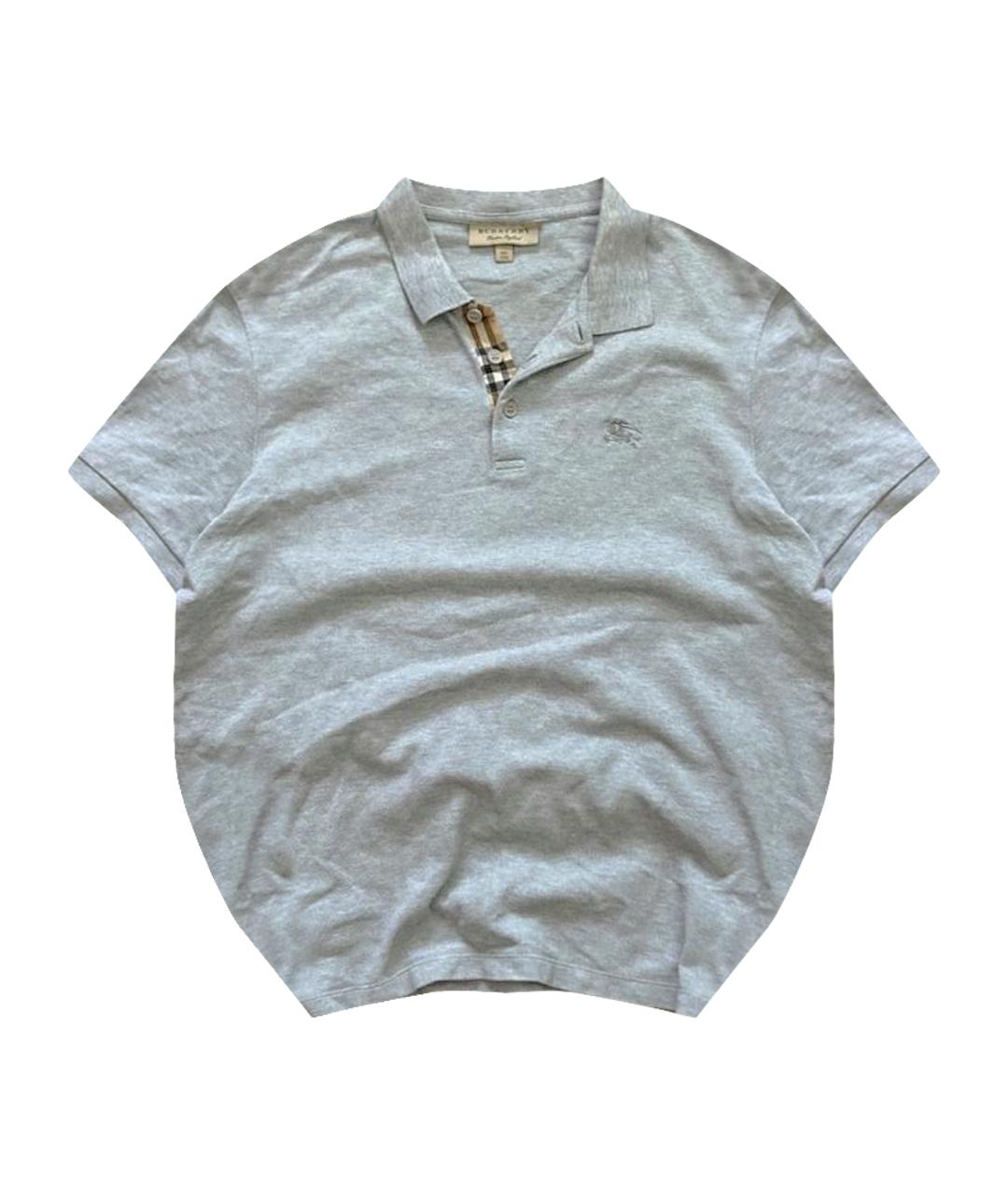 BURBERRY Серое хлопковое поло с коротким рукавом, фото 1