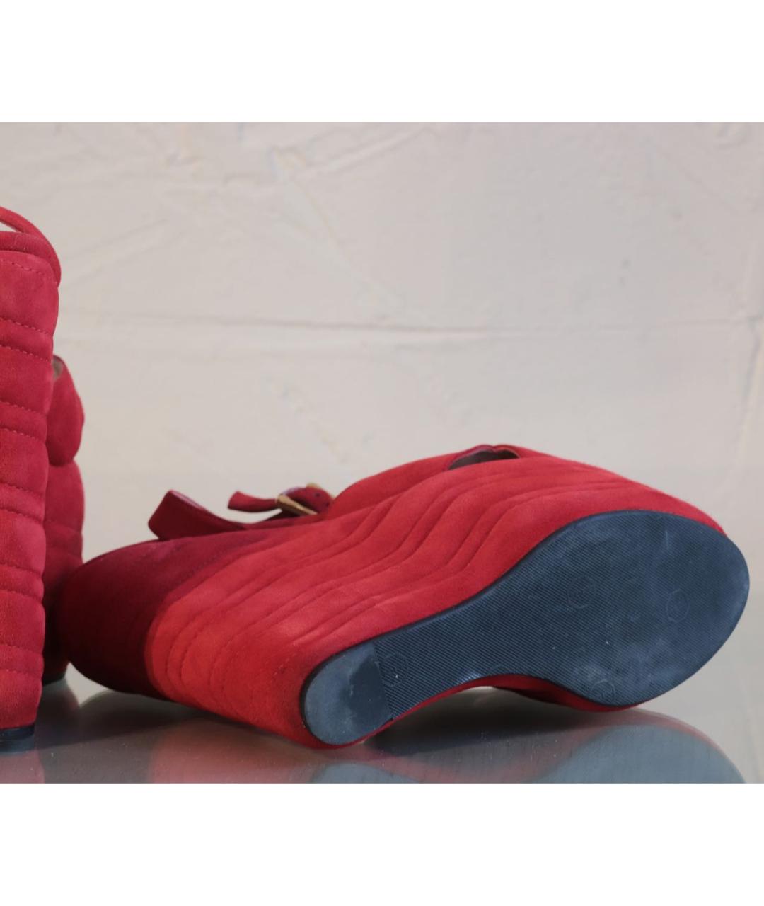 GUCCI Красные замшевые босоножки, фото 8