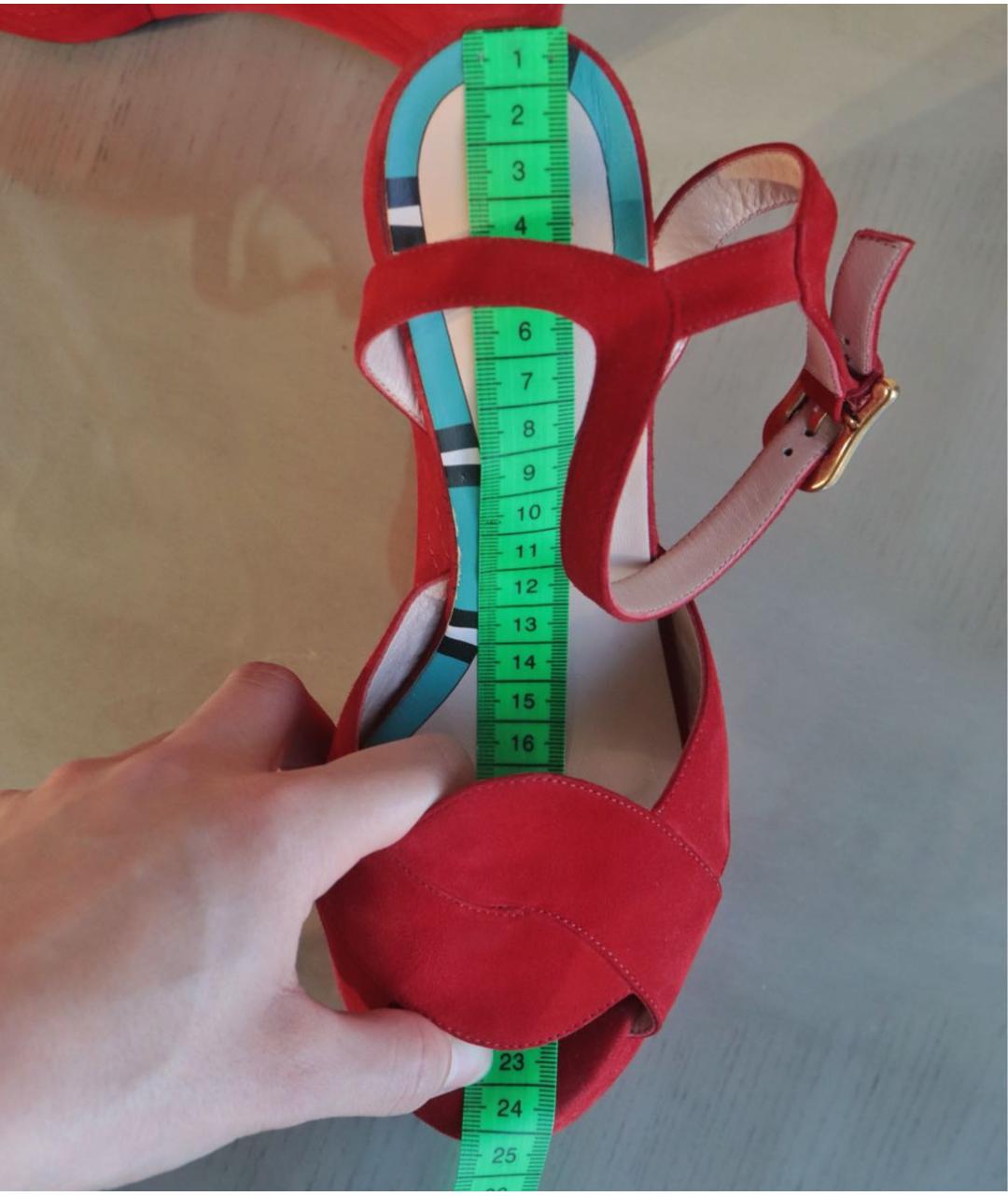 GUCCI Красные замшевые босоножки, фото 7