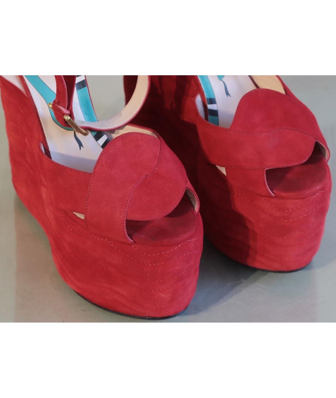 GUCCI Красные замшевые босоножки, фото 3