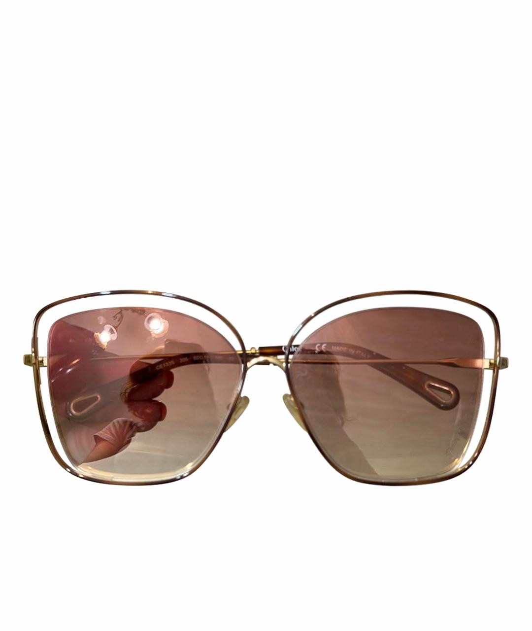 CHLOE Бежевые металлические солнцезащитные очки, фото 1
