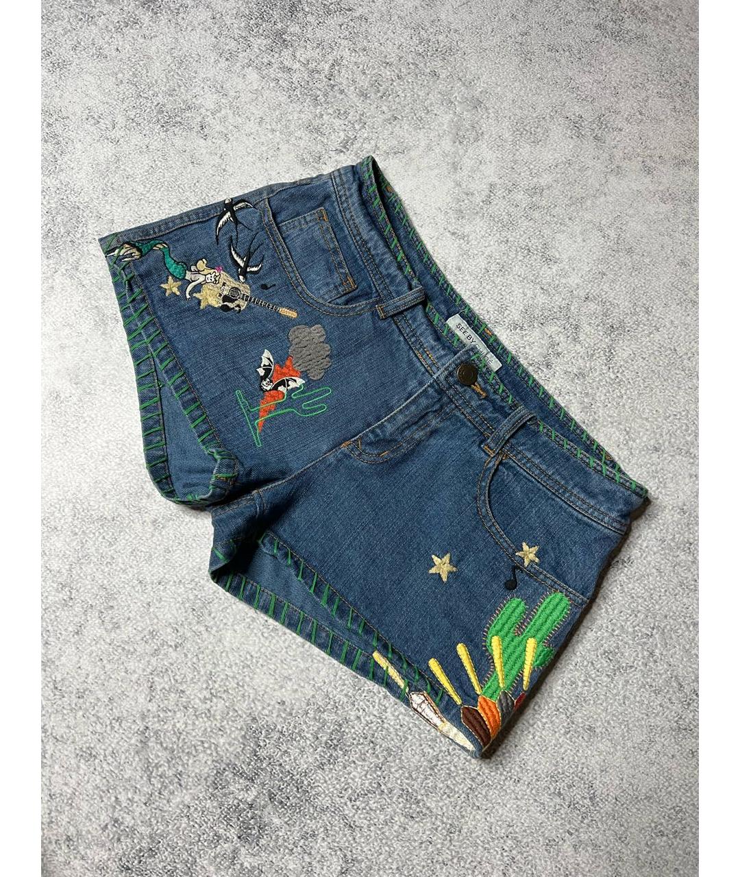 CHLOE Синие хлопковые шорты, фото 9