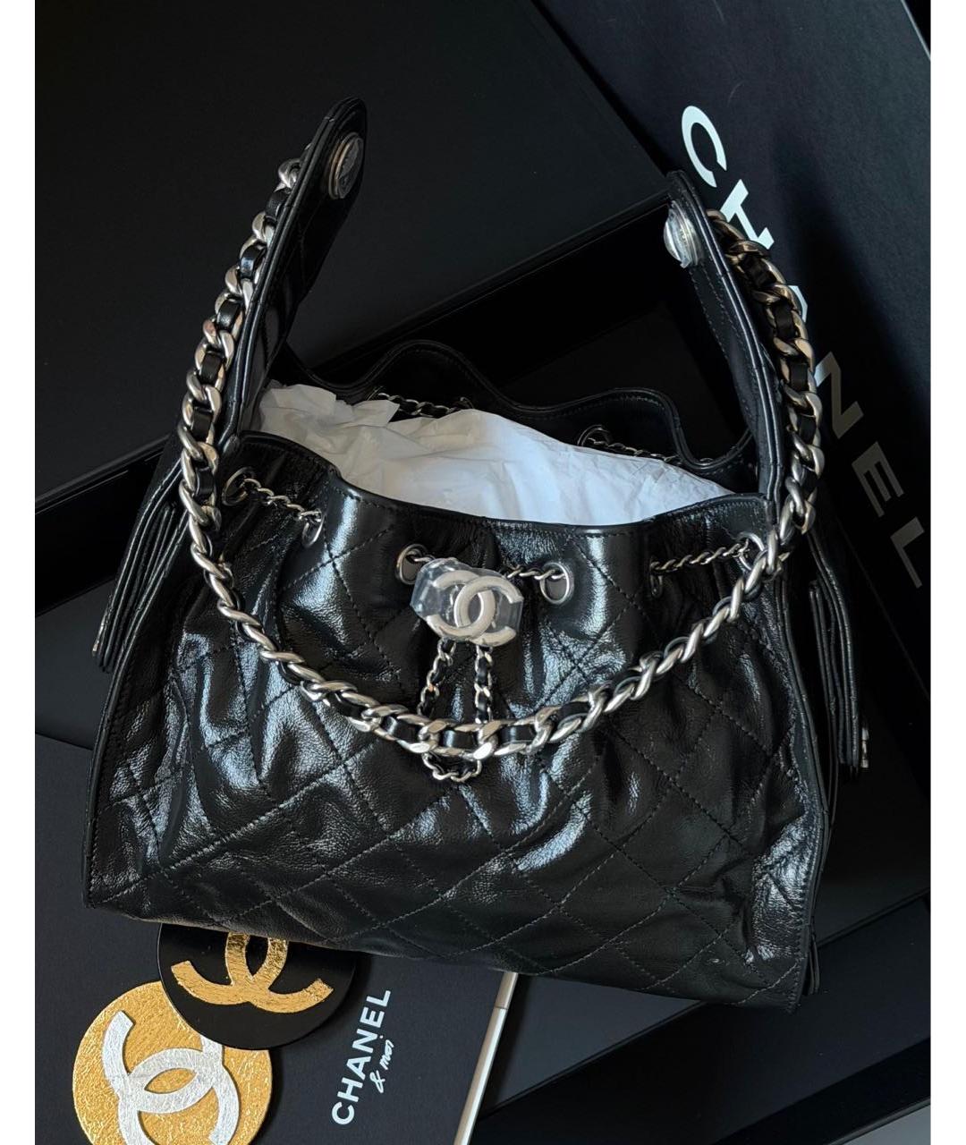 CHANEL Черная кожаная сумка через плечо, фото 3