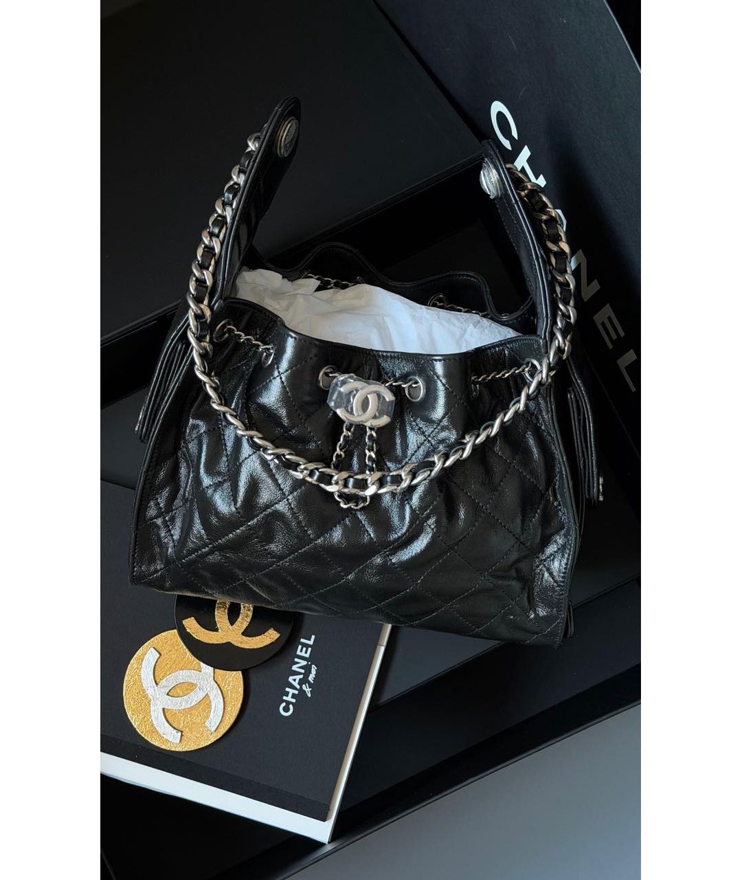 CHANEL Черная кожаная сумка через плечо, фото 2