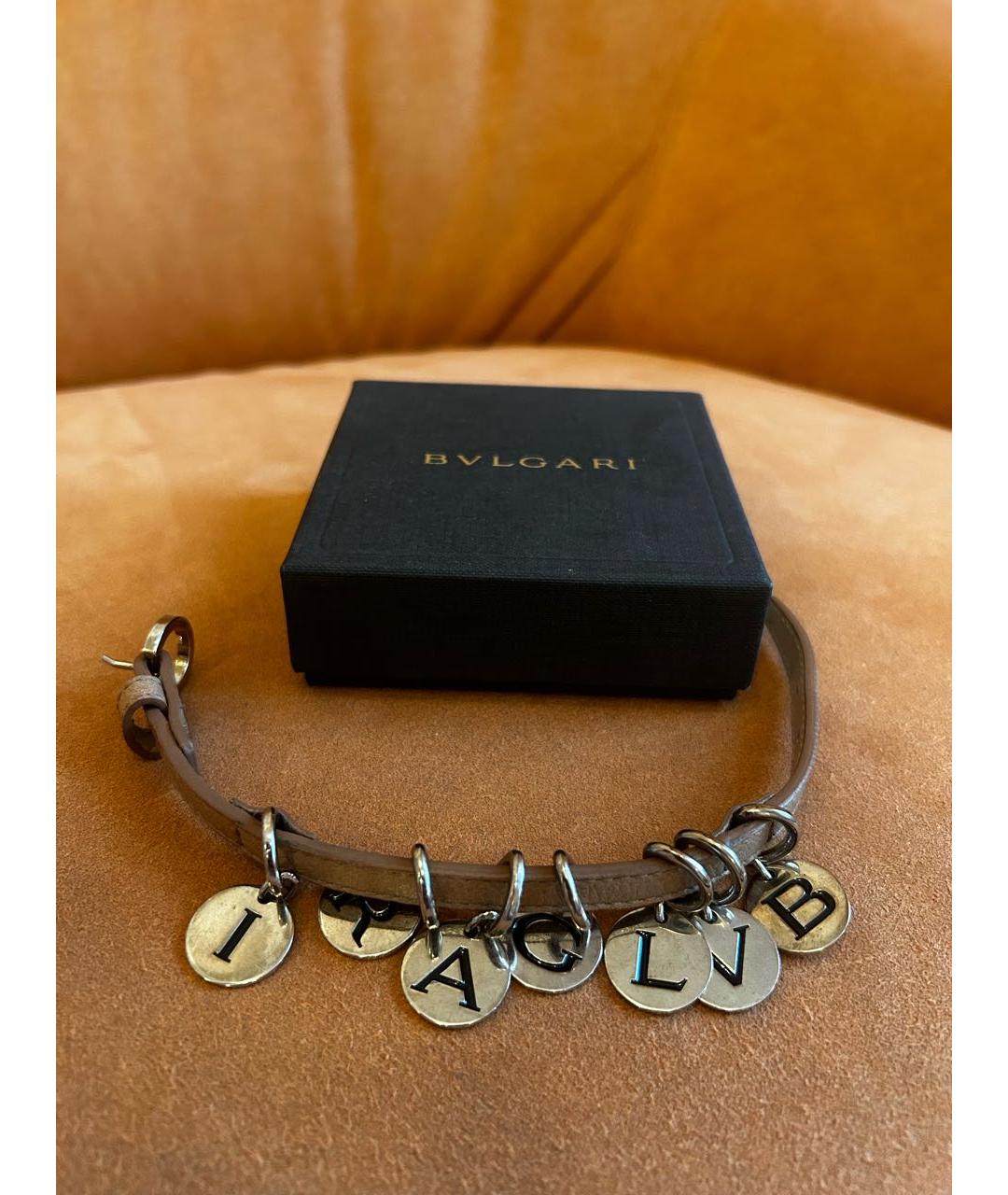 BVLGARI Коричневый кожаный браслет, фото 3