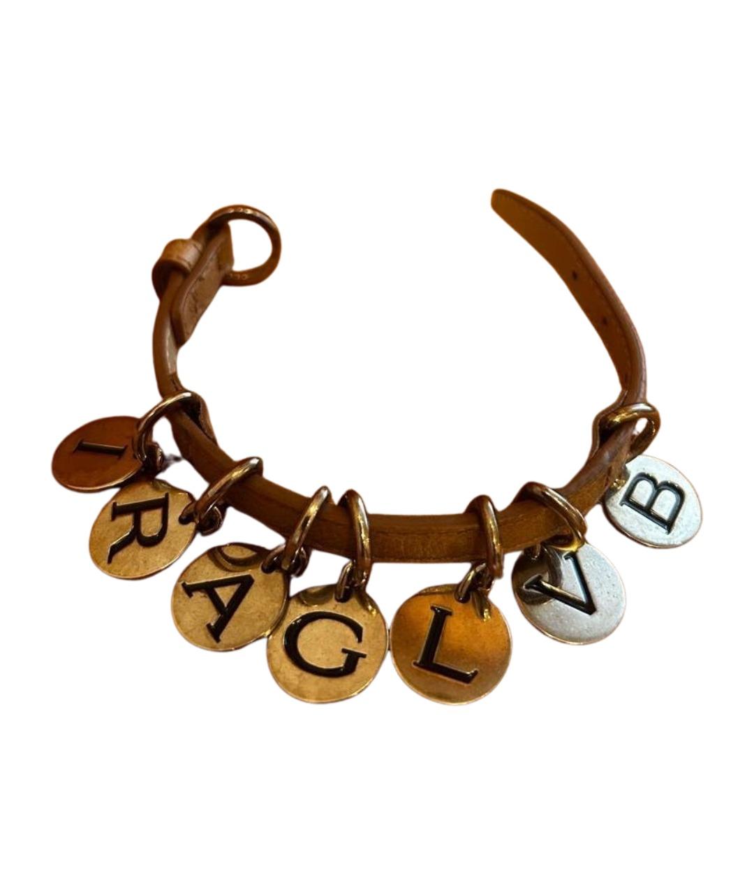 BVLGARI Коричневый кожаный браслет, фото 1