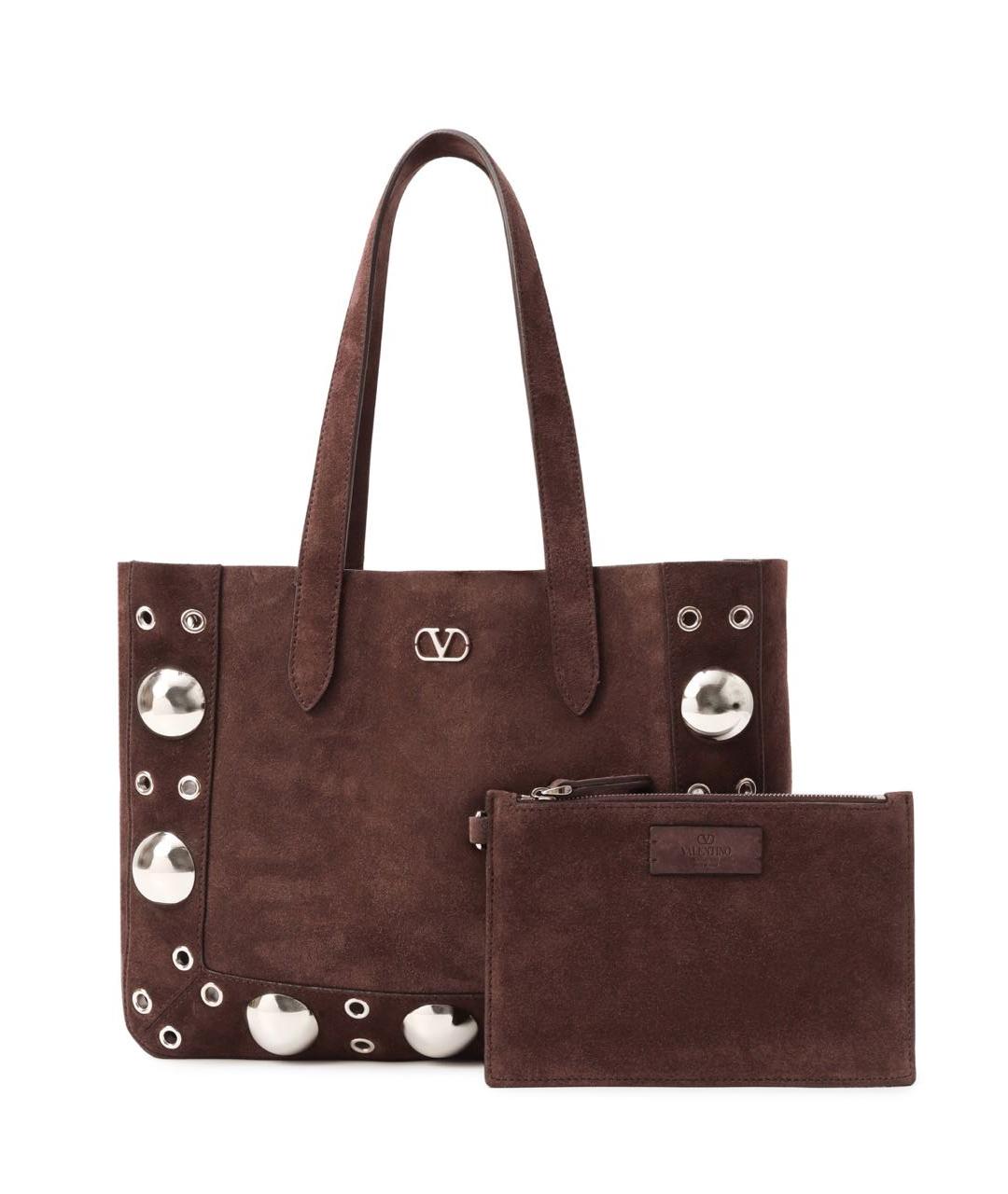 VALENTINO Коричневая замшевая сумка тоут, фото 6