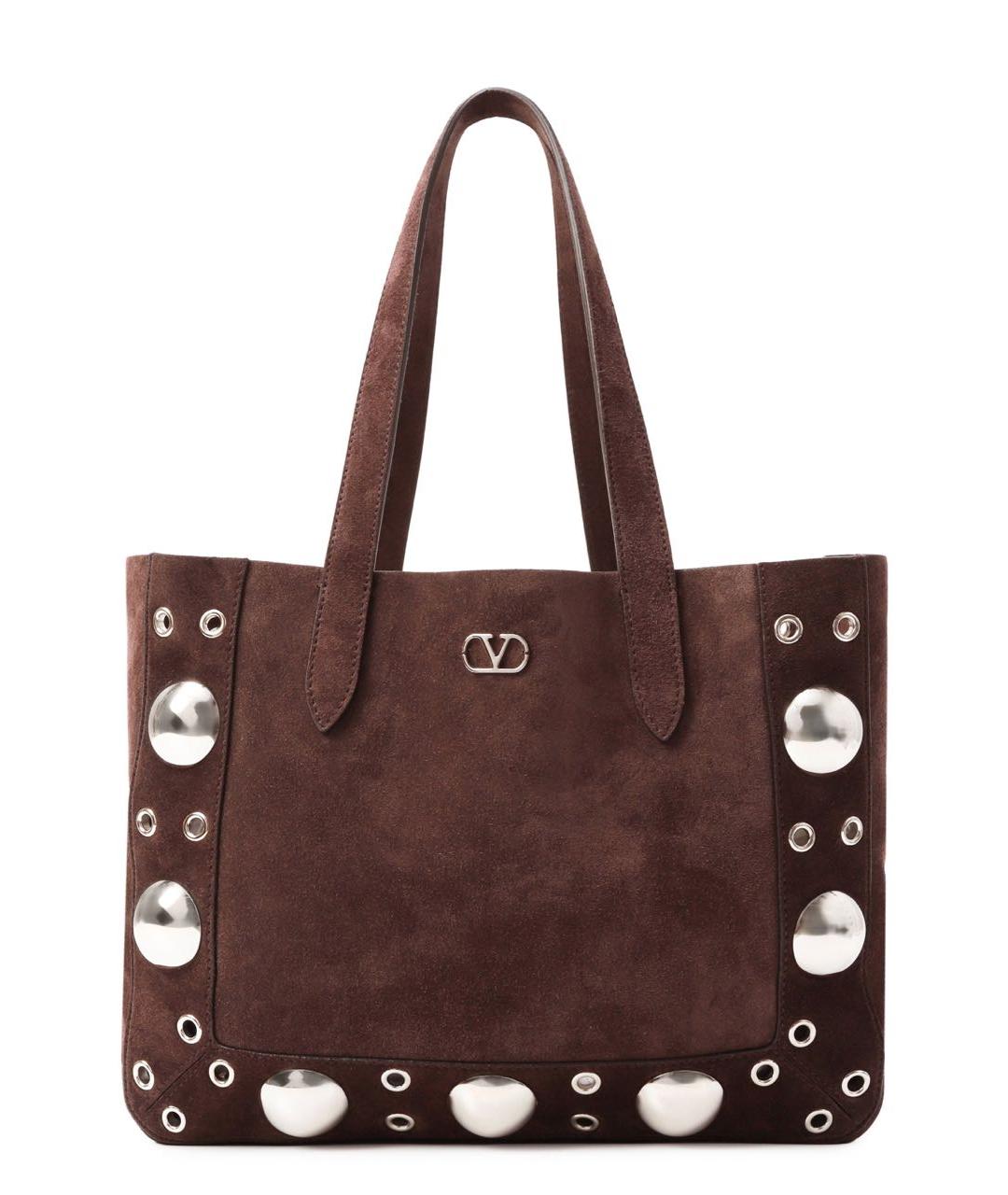 VALENTINO Коричневая замшевая сумка тоут, фото 1