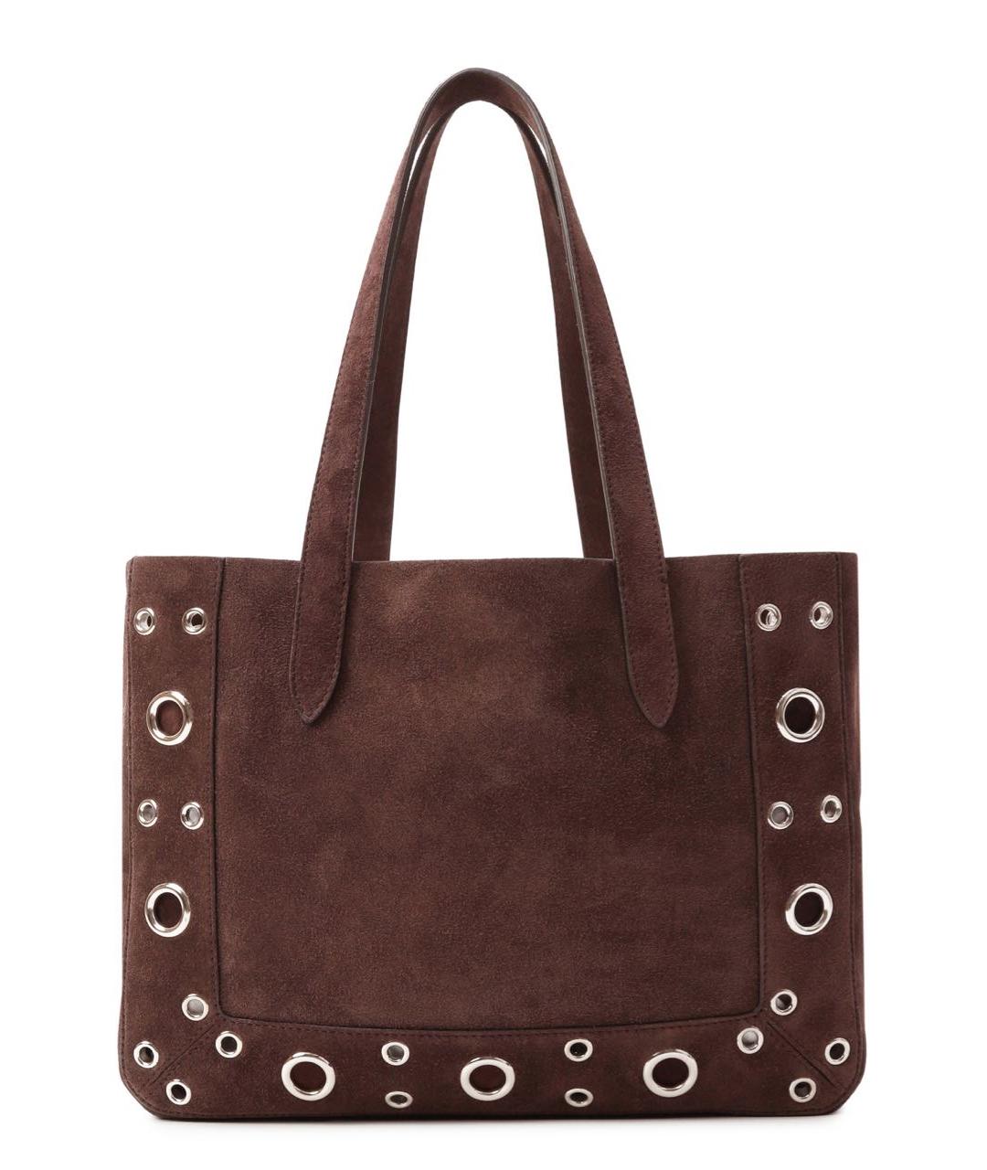 VALENTINO Коричневая замшевая сумка тоут, фото 3