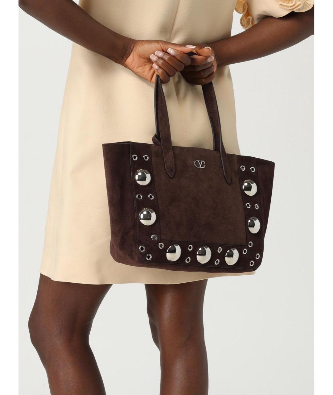VALENTINO Коричневая замшевая сумка тоут, фото 8