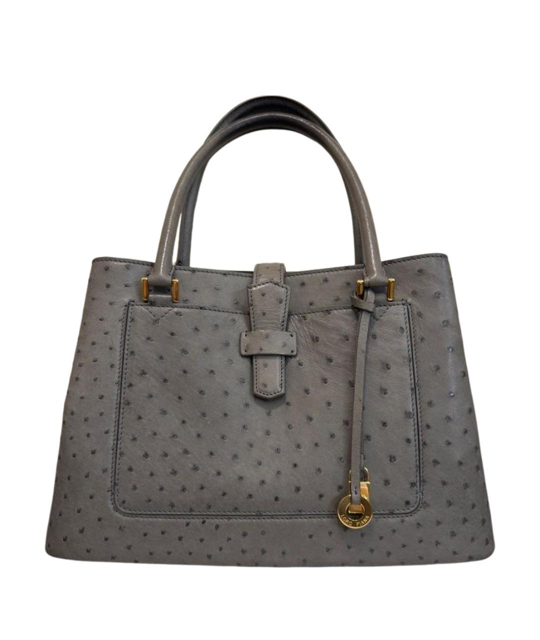 LORO PIANA Антрацитовая сумка с короткими ручками из экзотической кожи, фото 1