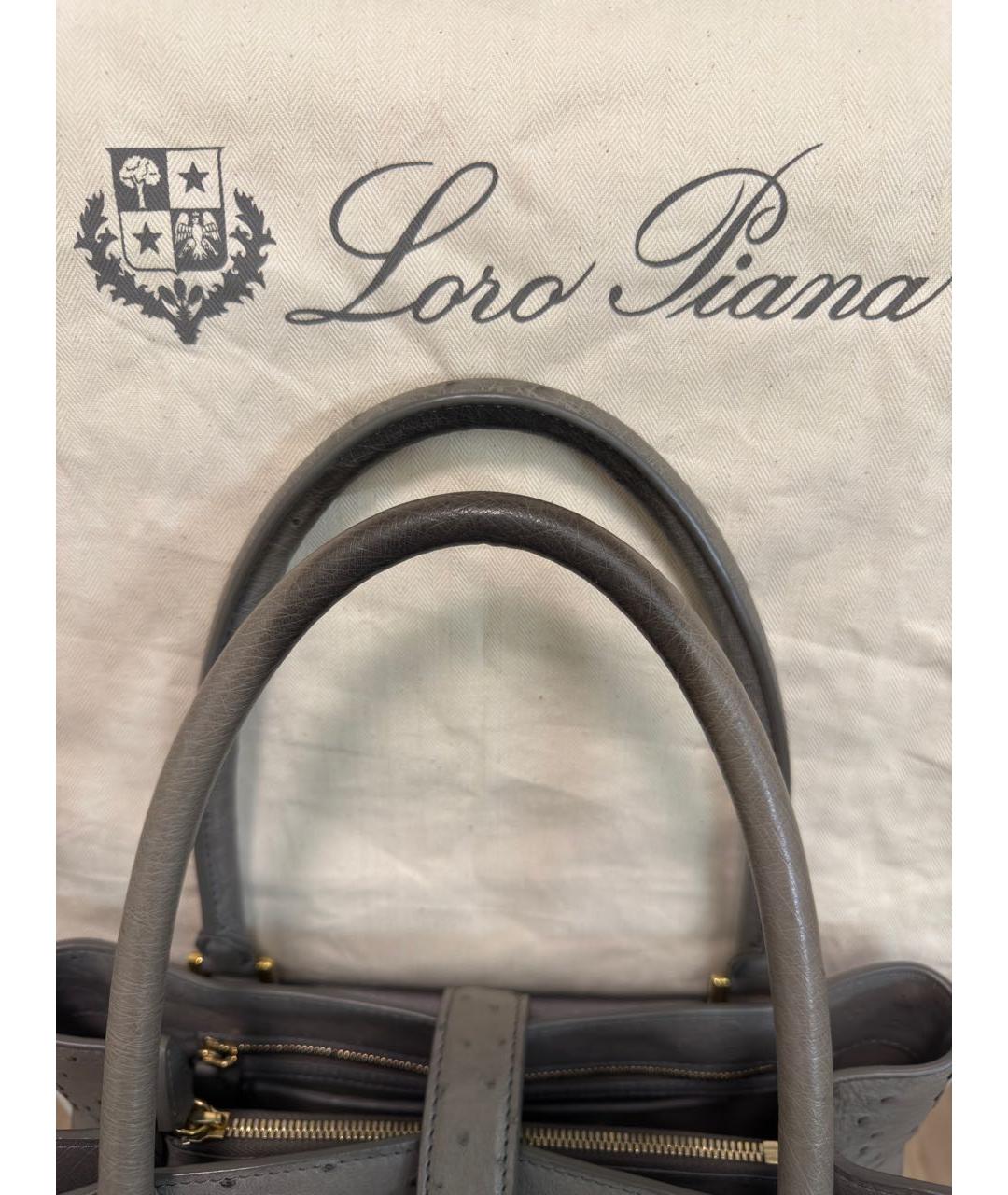 LORO PIANA Антрацитовая сумка с короткими ручками из экзотической кожи, фото 5