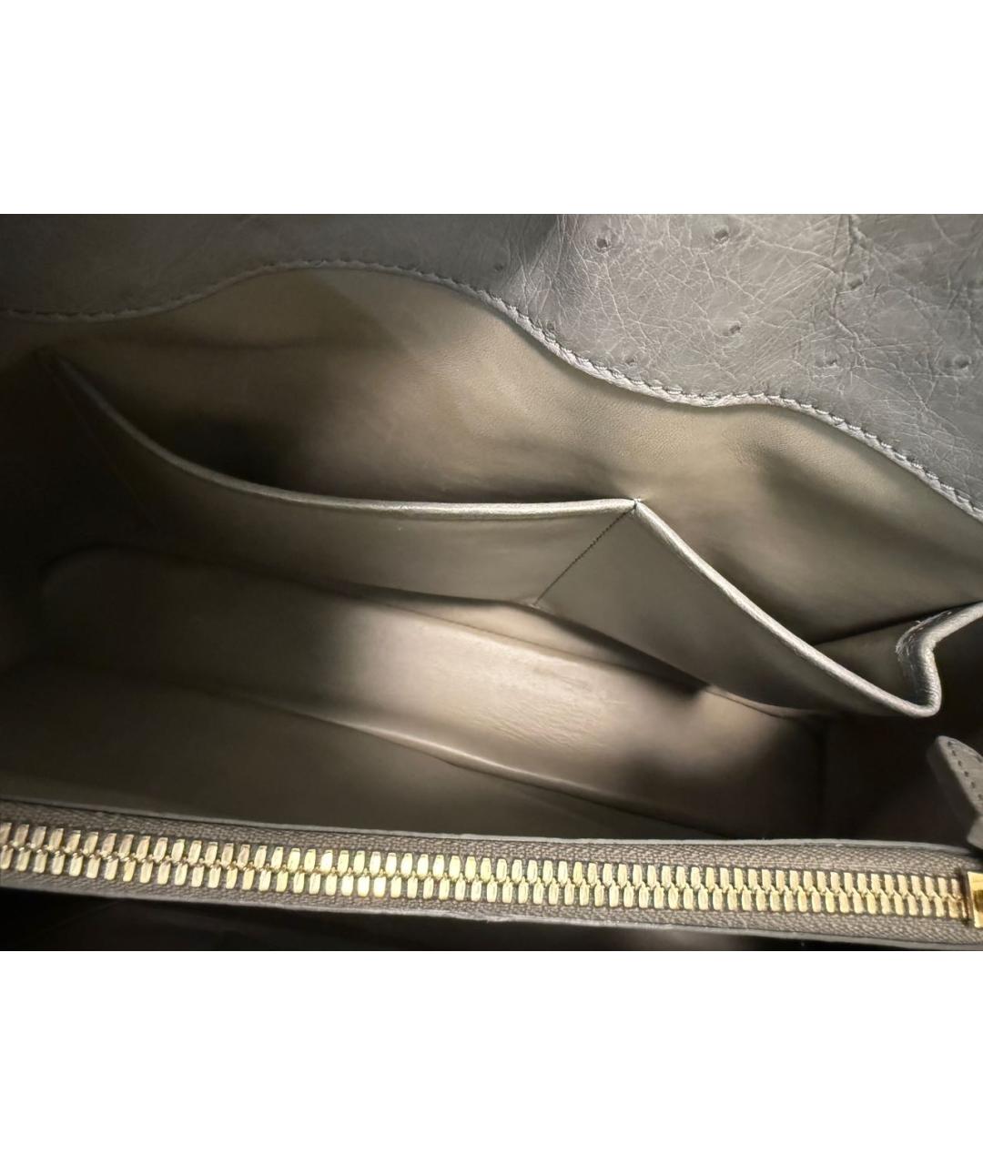 LORO PIANA Антрацитовая сумка с короткими ручками из экзотической кожи, фото 5