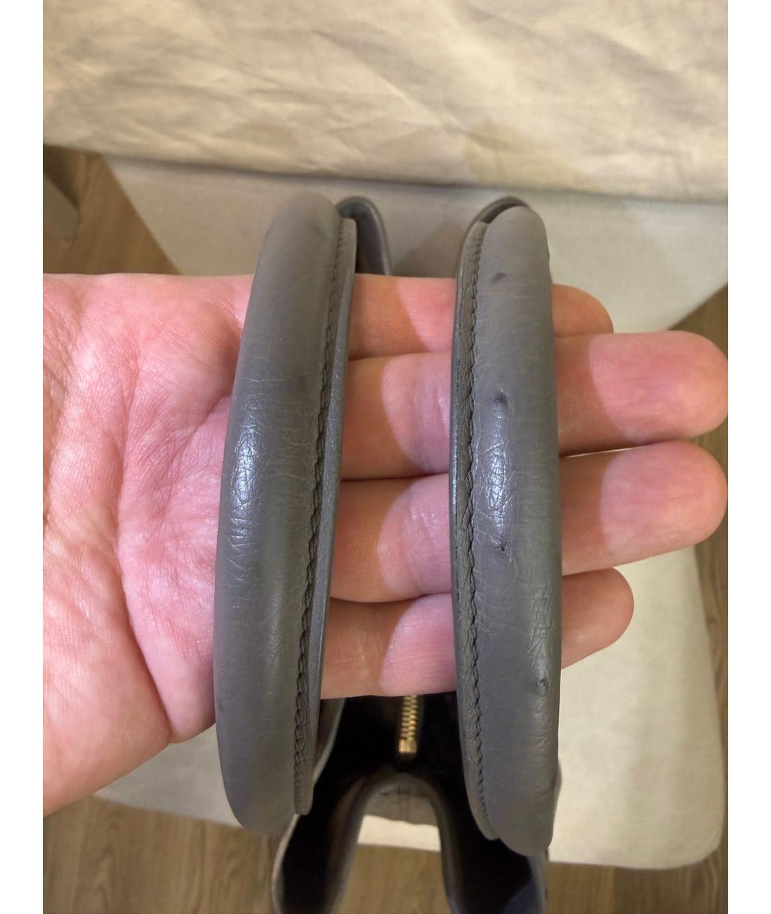 LORO PIANA Антрацитовая сумка с короткими ручками из экзотической кожи, фото 4