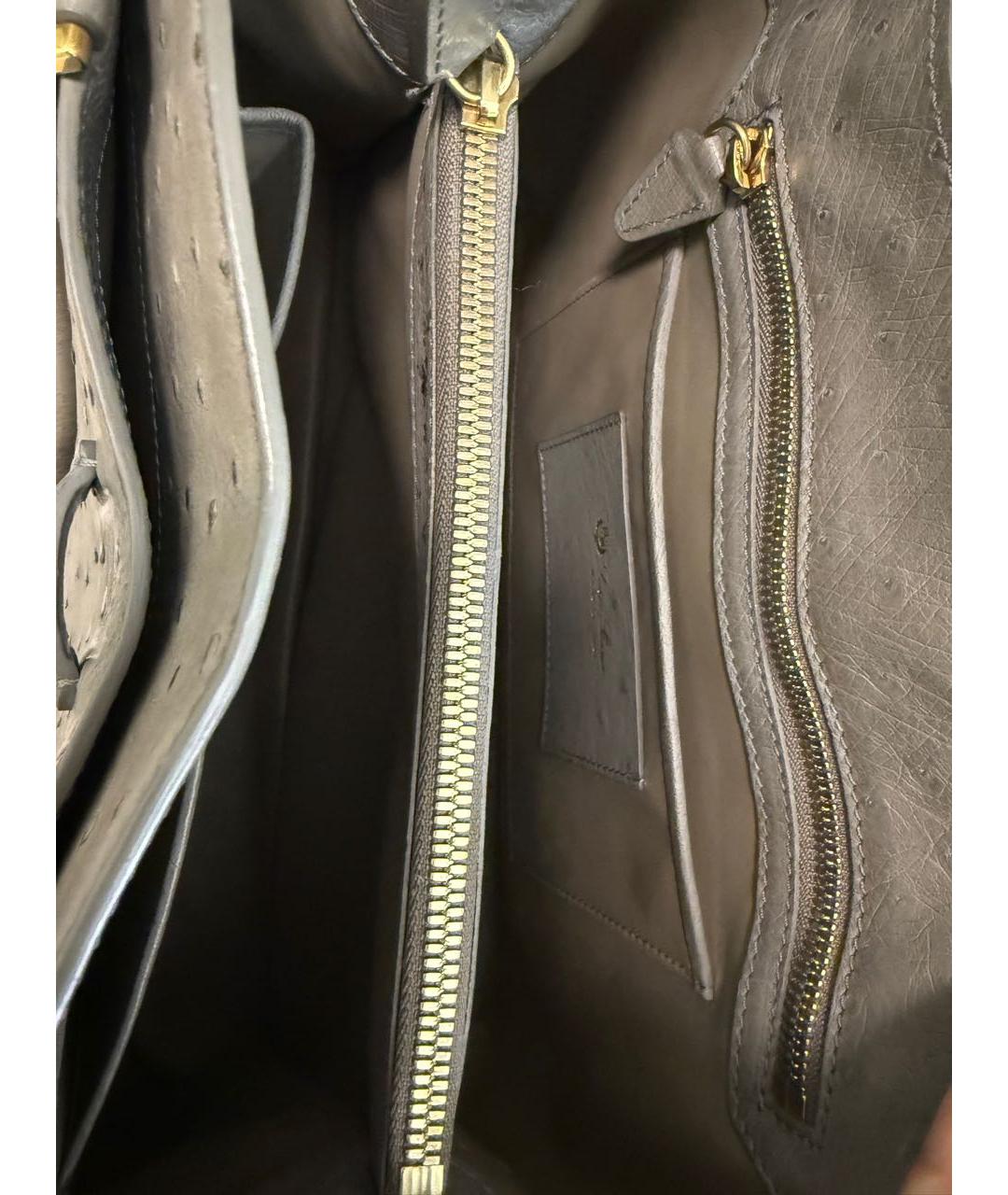 LORO PIANA Антрацитовая сумка с короткими ручками из экзотической кожи, фото 4