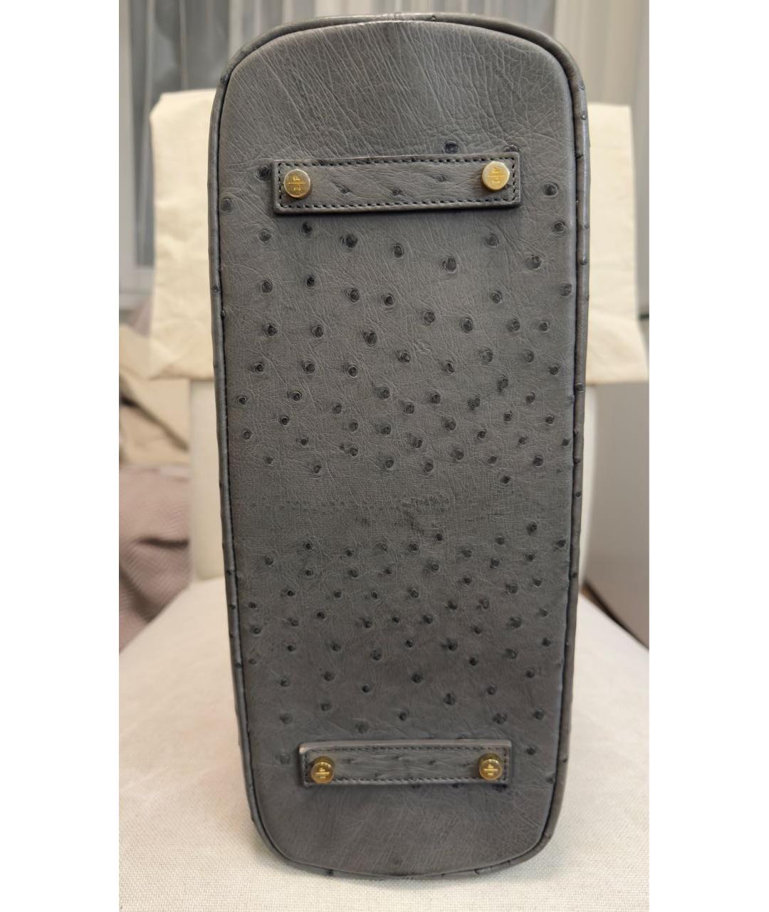 LORO PIANA Антрацитовая сумка с короткими ручками из экзотической кожи, фото 6