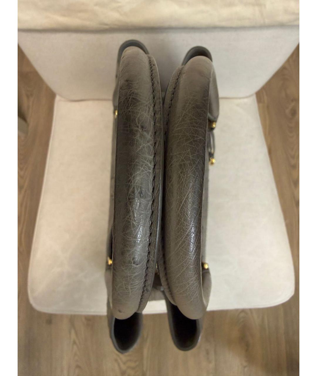 LORO PIANA Антрацитовая сумка с короткими ручками из экзотической кожи, фото 8