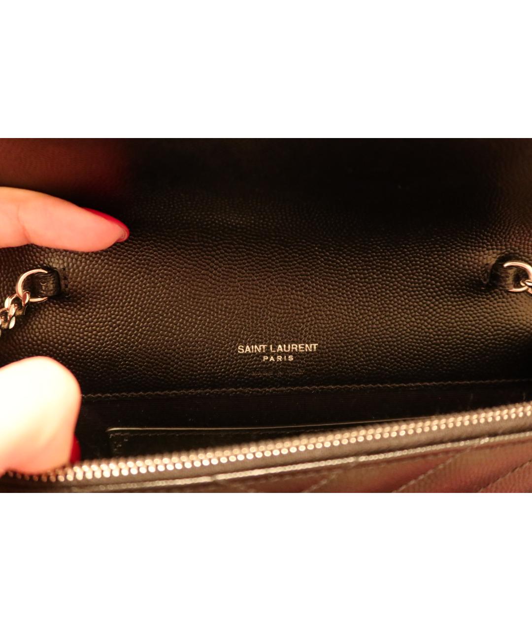 SAINT LAURENT Черная кожаная сумка через плечо, фото 4