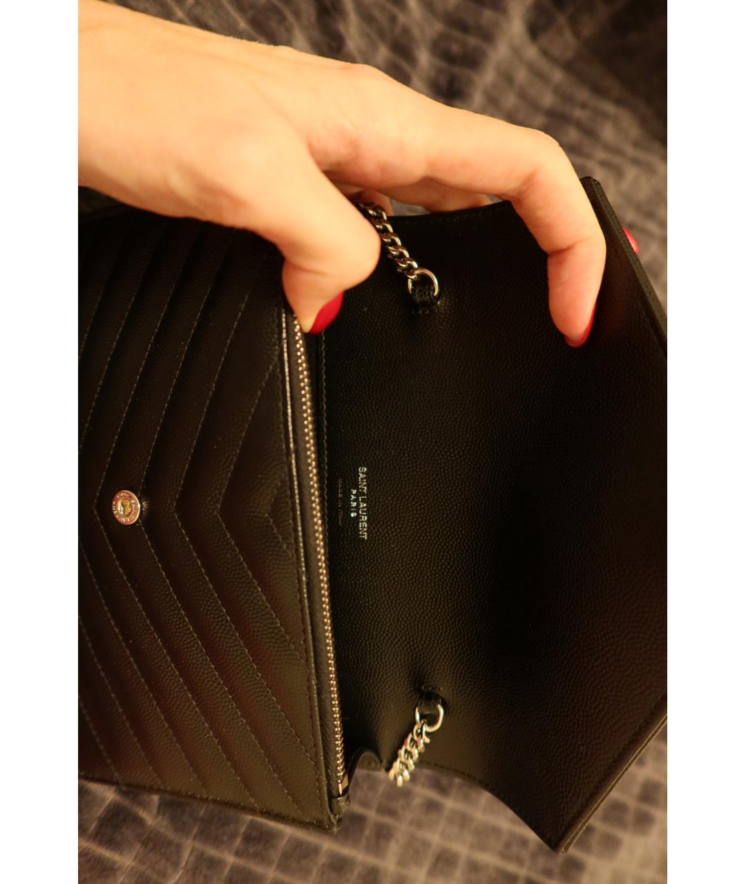 SAINT LAURENT Черная кожаная сумка через плечо, фото 5