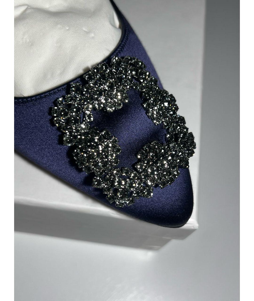 MANOLO BLAHNIK Темно-синие текстильные туфли, фото 4