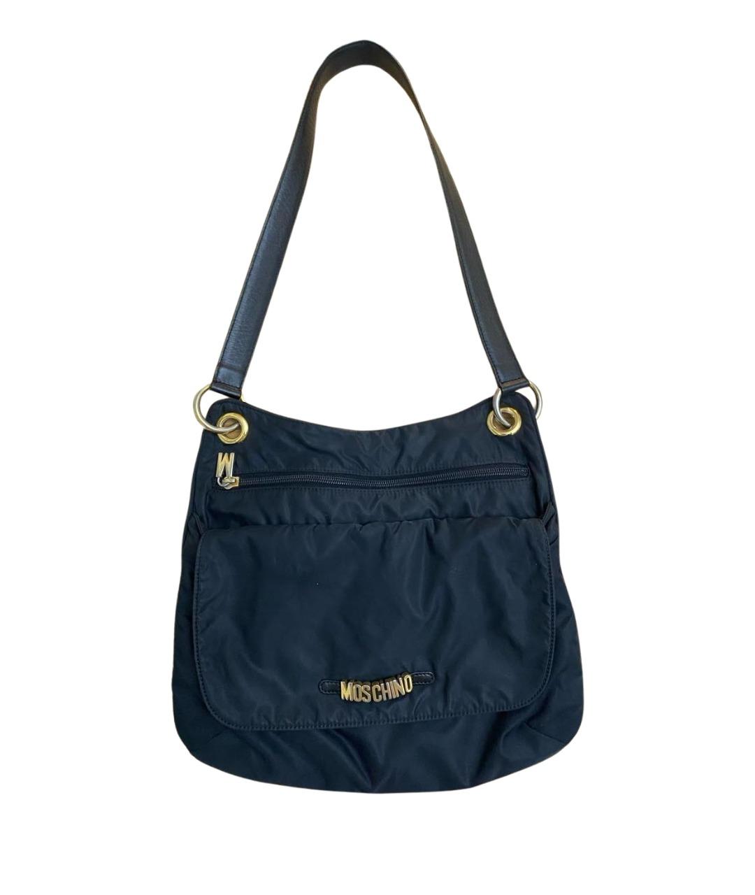 MOSCHINO Черная тканевая сумка с короткими ручками, фото 1