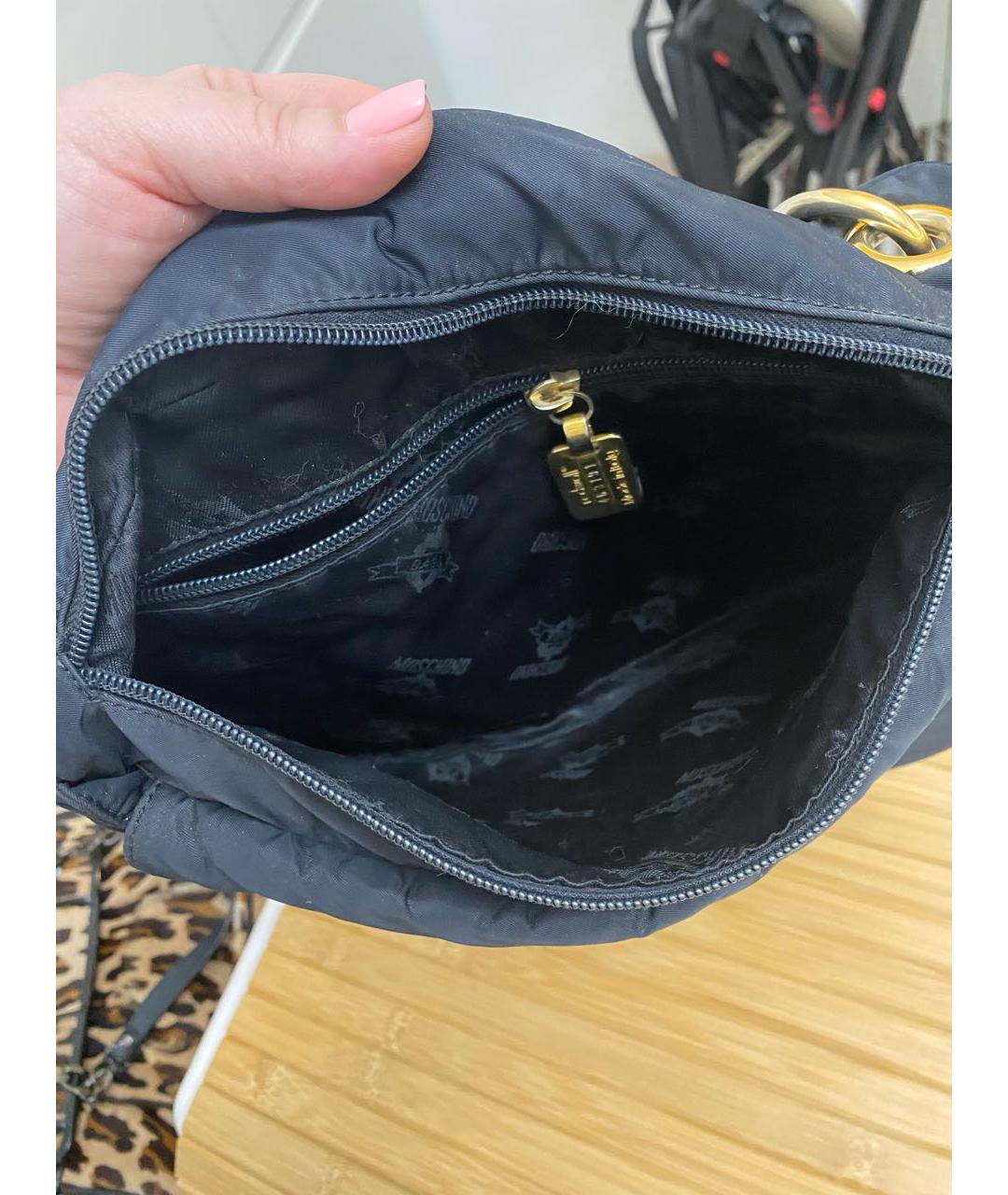 MOSCHINO Черная тканевая сумка с короткими ручками, фото 4