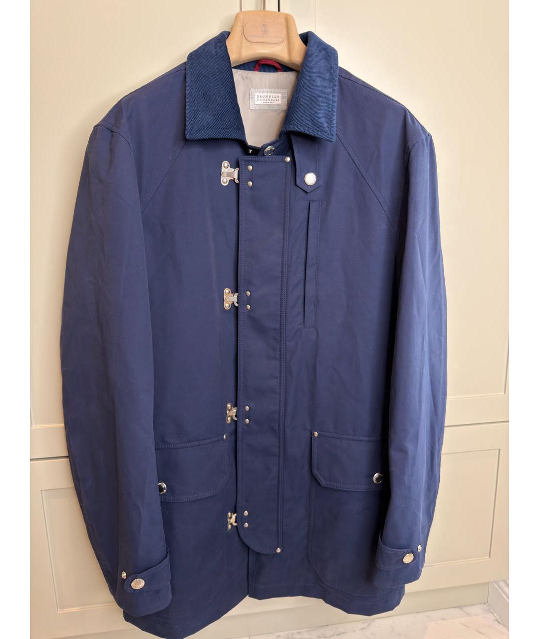 BRUNELLO CUCINELLI Темно-синяя хлопковая куртка, фото 5