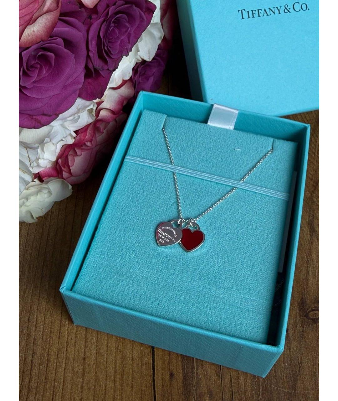 TIFFANY&CO Бордовая серебряная подвеска, фото 2