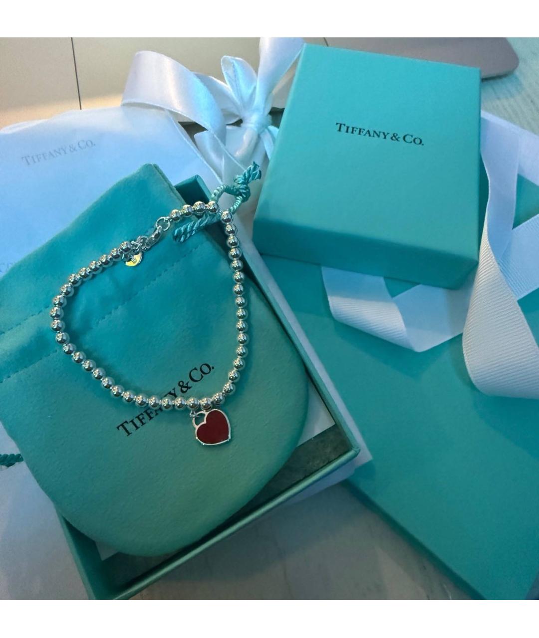 TIFFANY&CO Бордовый серебряный браслет, фото 2