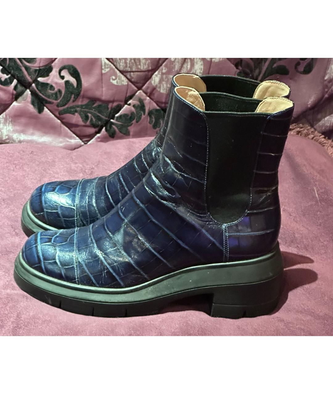 STUART WEITZMAN Темно-синие кожаные полусапоги, фото 8