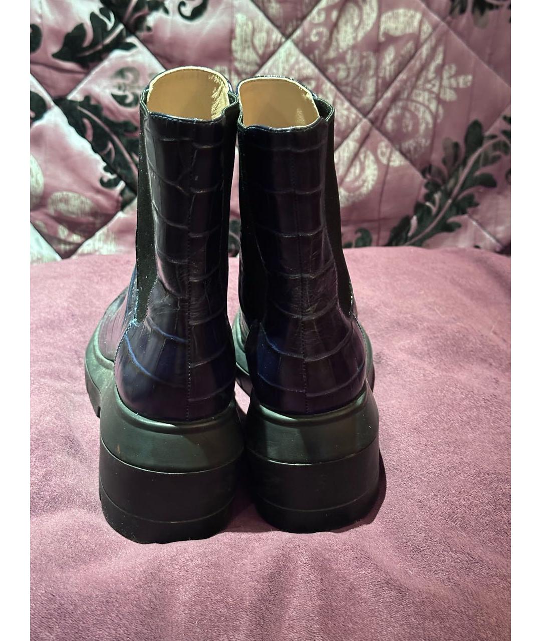 STUART WEITZMAN Темно-синие кожаные полусапоги, фото 4