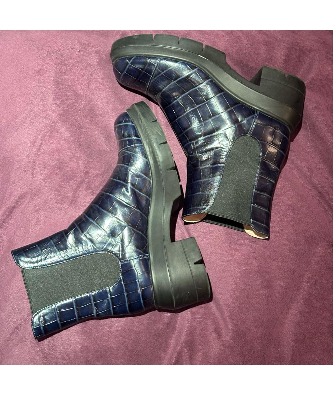 STUART WEITZMAN Темно-синие кожаные полусапоги, фото 5