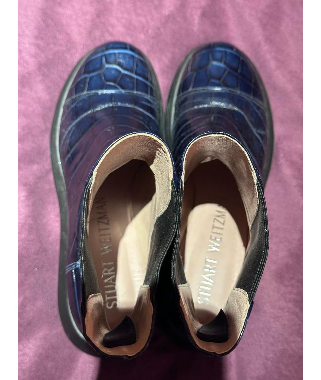 STUART WEITZMAN Темно-синие кожаные полусапоги, фото 3