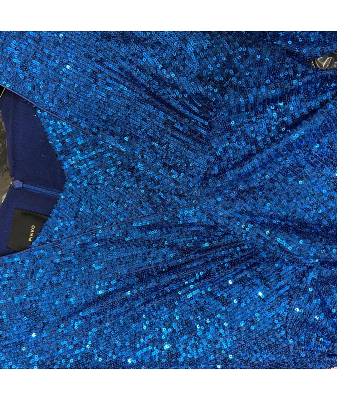 PINKO Синее полиэстеровое вечернее платье, фото 8