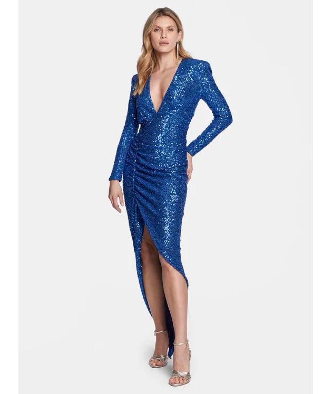 PINKO Синее полиэстеровое вечернее платье, фото 3