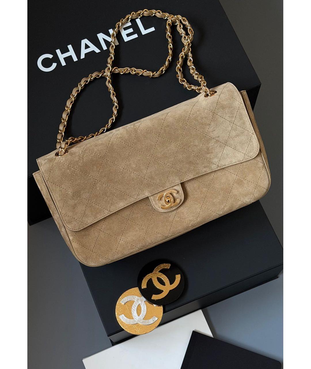 CHANEL Бежевая замшевая сумка через плечо, фото 2