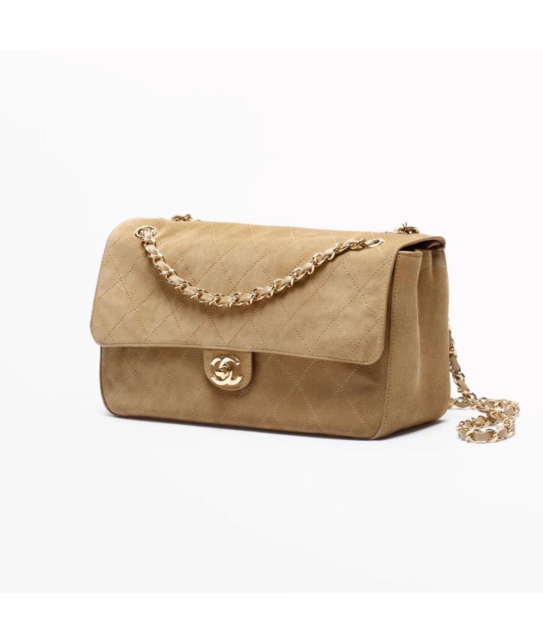 CHANEL Бежевая замшевая сумка через плечо, фото 3