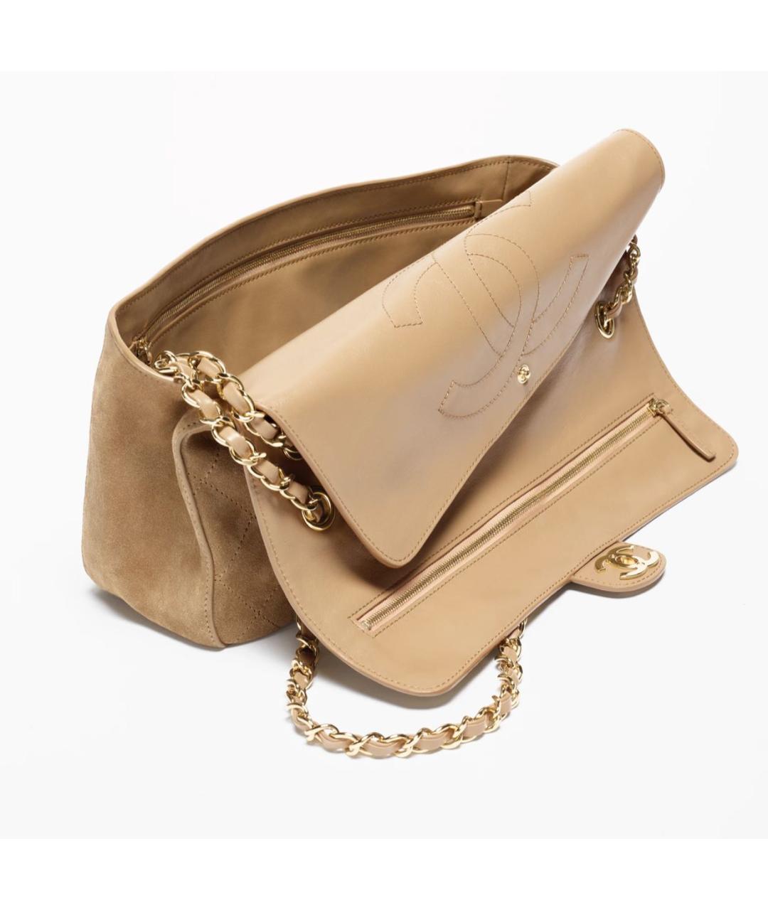 CHANEL Бежевая замшевая сумка через плечо, фото 4