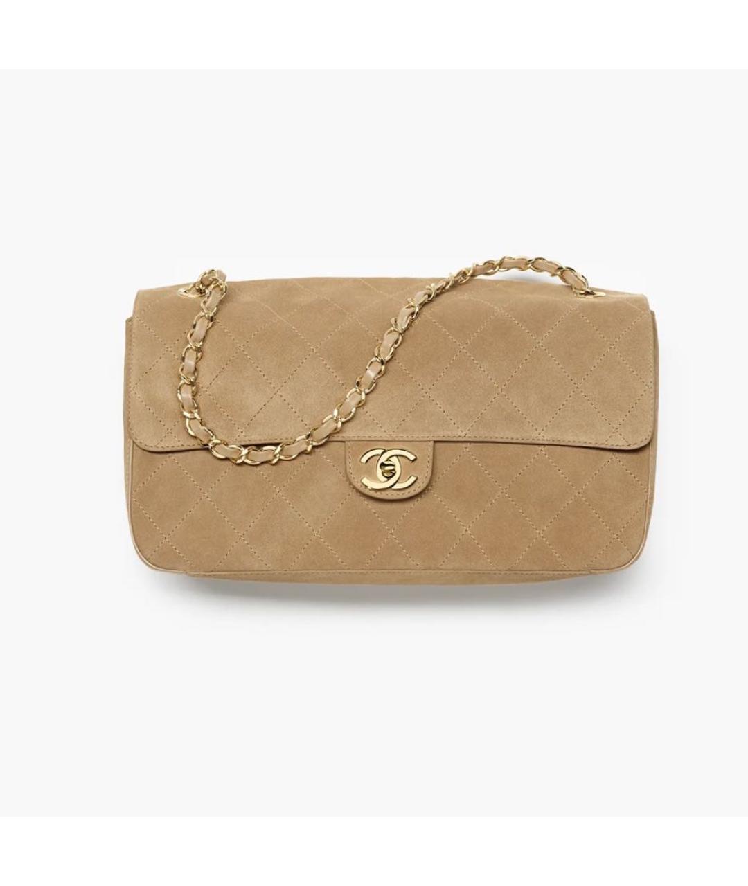 CHANEL Бежевая замшевая сумка через плечо, фото 6