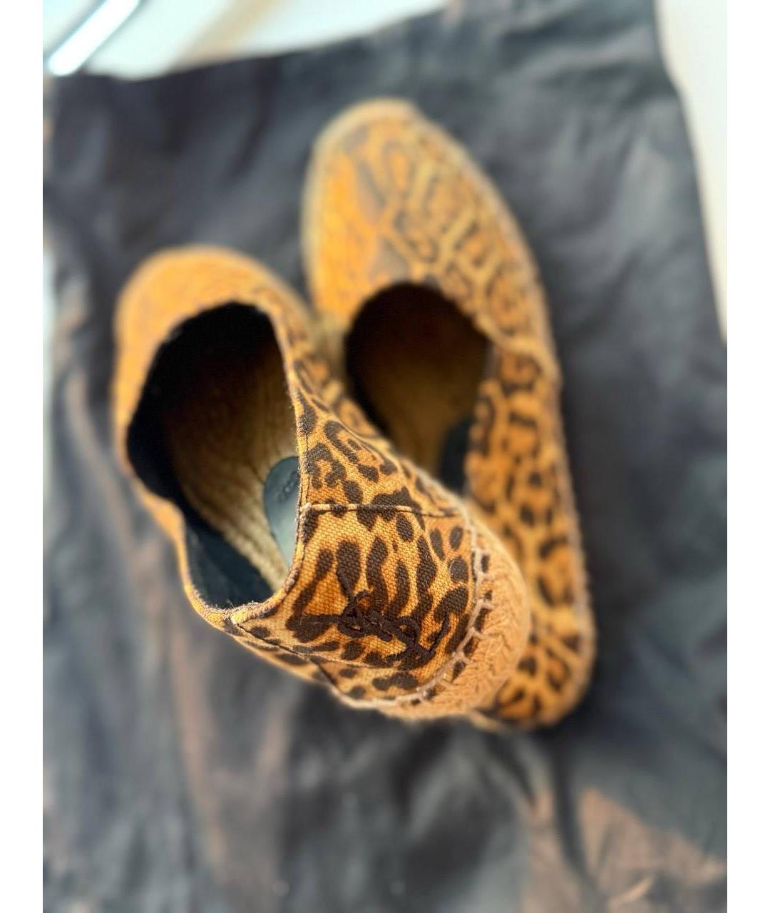 SAINT LAURENT Коричневые текстильные эспадрильи, фото 2