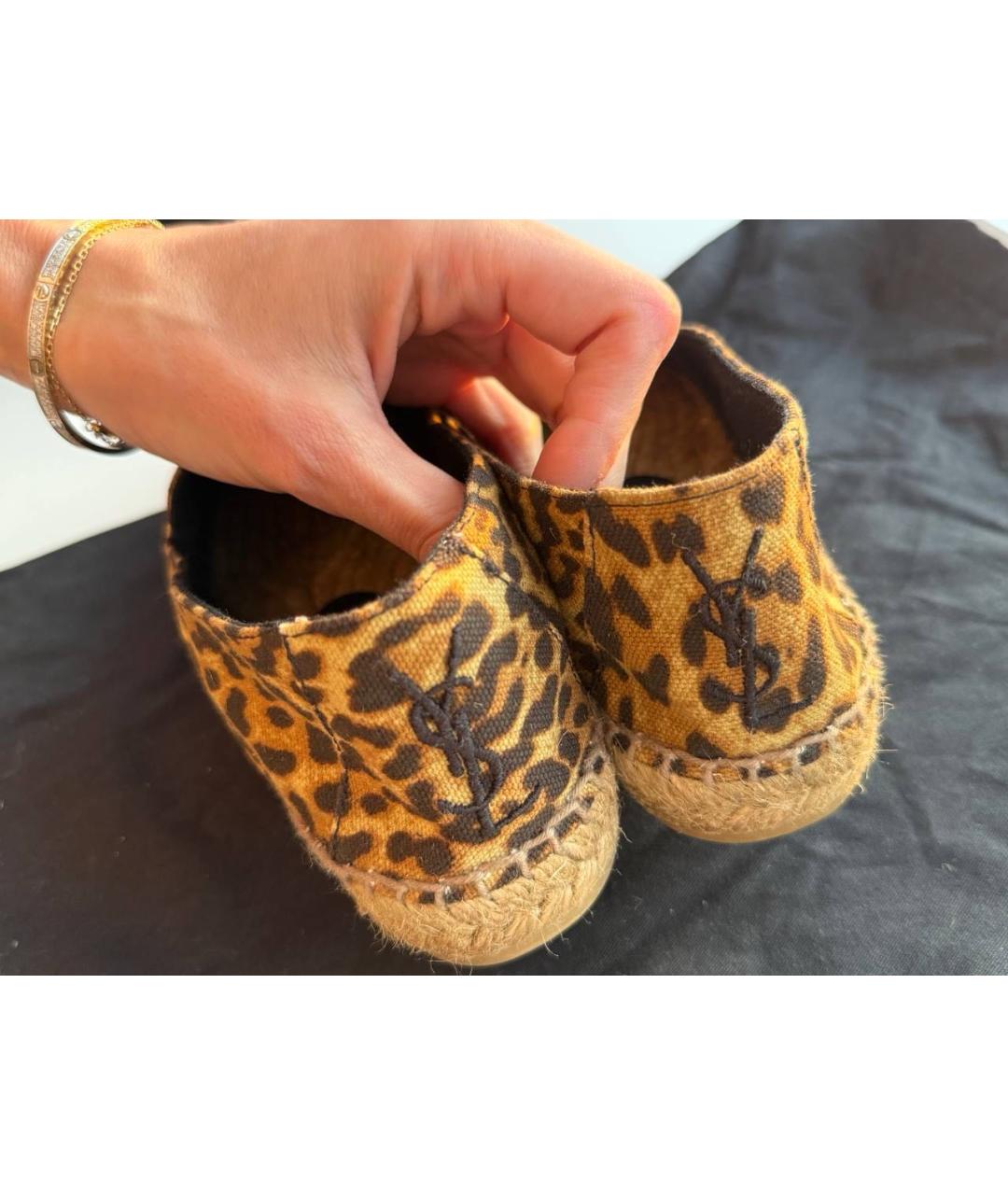 SAINT LAURENT Коричневые текстильные эспадрильи, фото 4