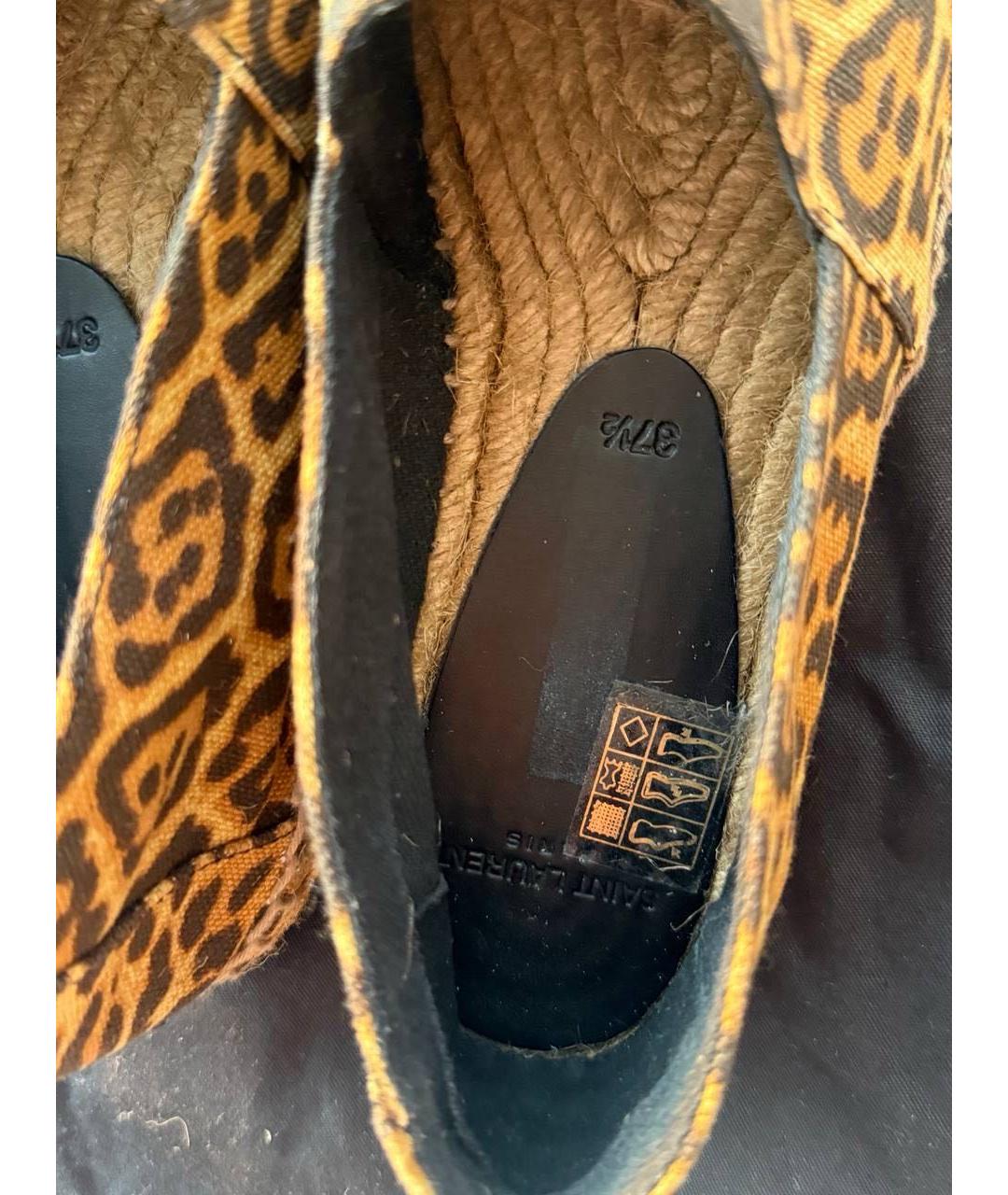 SAINT LAURENT Коричневые текстильные эспадрильи, фото 3