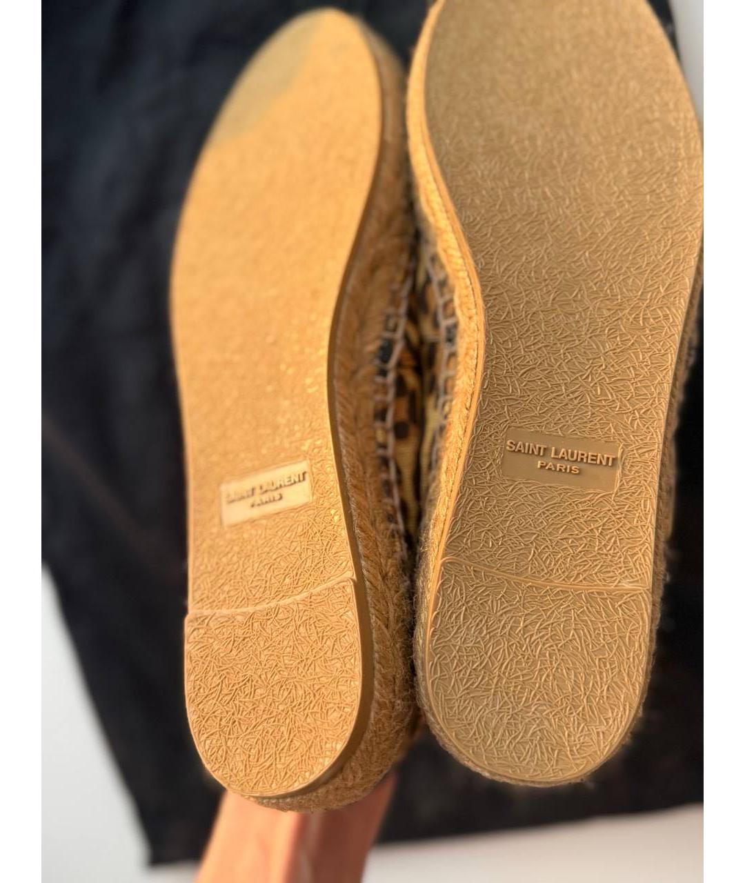 SAINT LAURENT Коричневые текстильные эспадрильи, фото 6