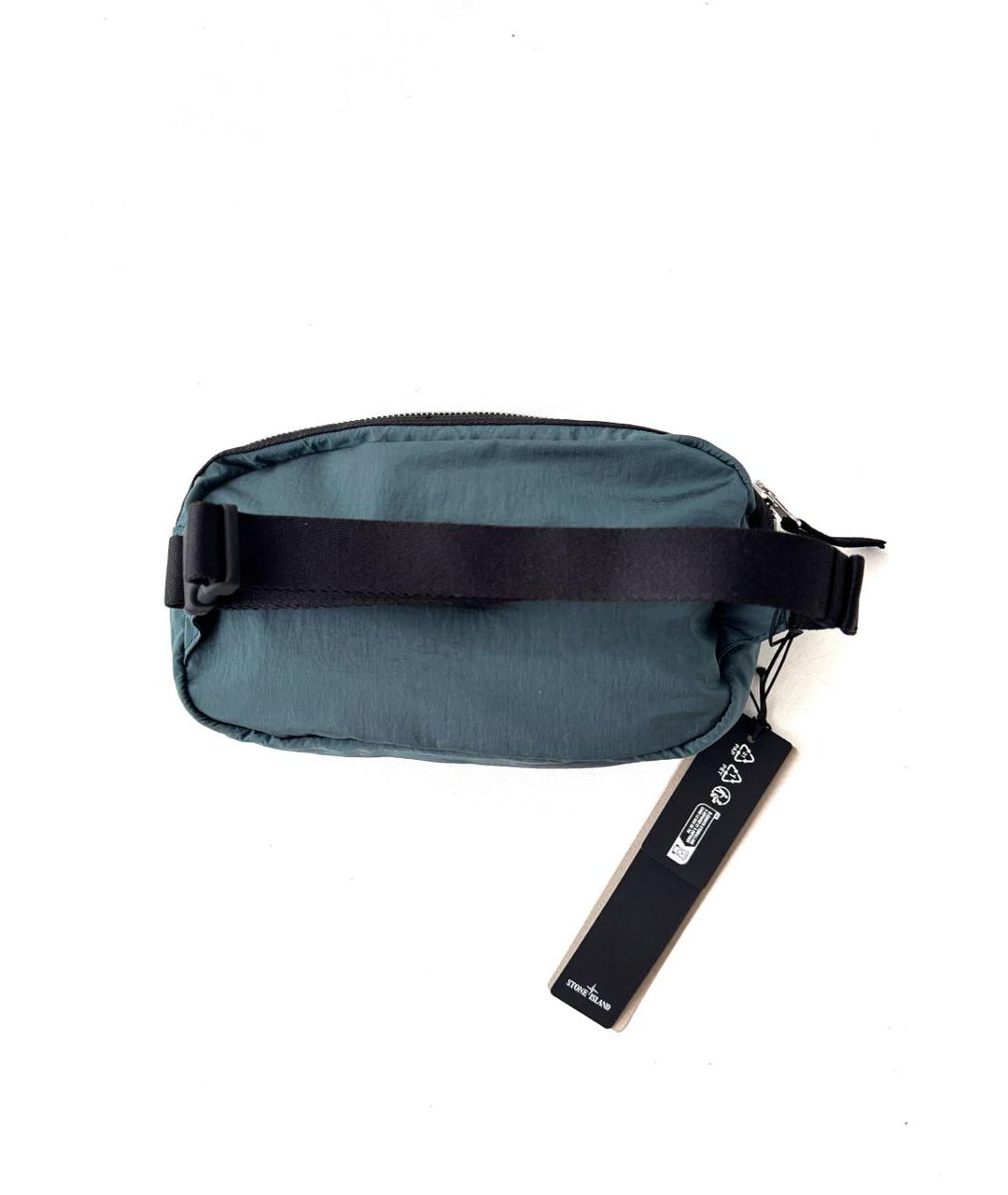 STONE ISLAND Синяя тканевая поясная сумка, фото 4