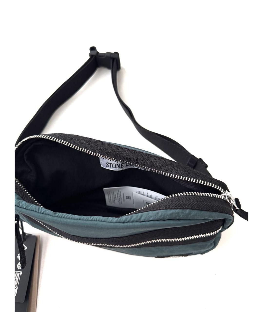 STONE ISLAND Синяя тканевая поясная сумка, фото 5
