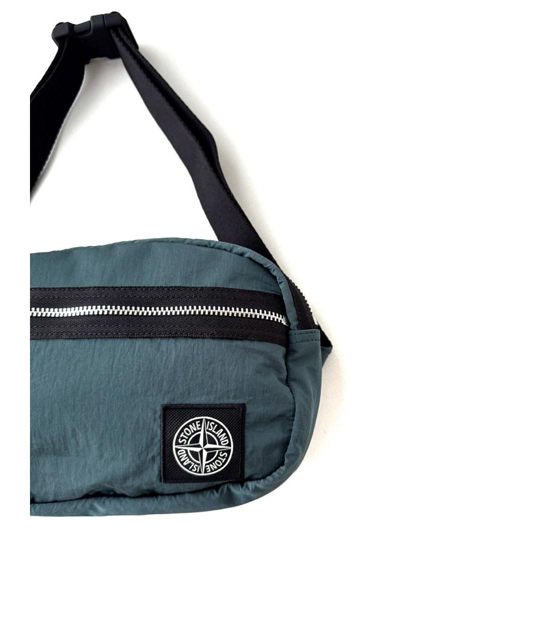STONE ISLAND Синяя тканевая поясная сумка, фото 2