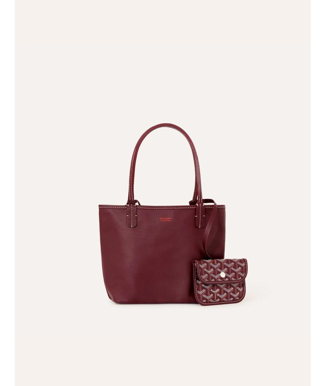 GOYARD Бордовая кожаная сумка тоут, фото 3