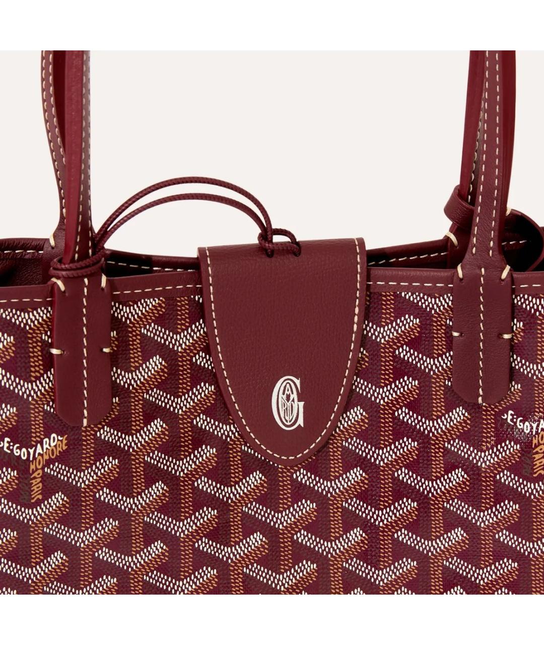 GOYARD Бордовая кожаная сумка тоут, фото 6