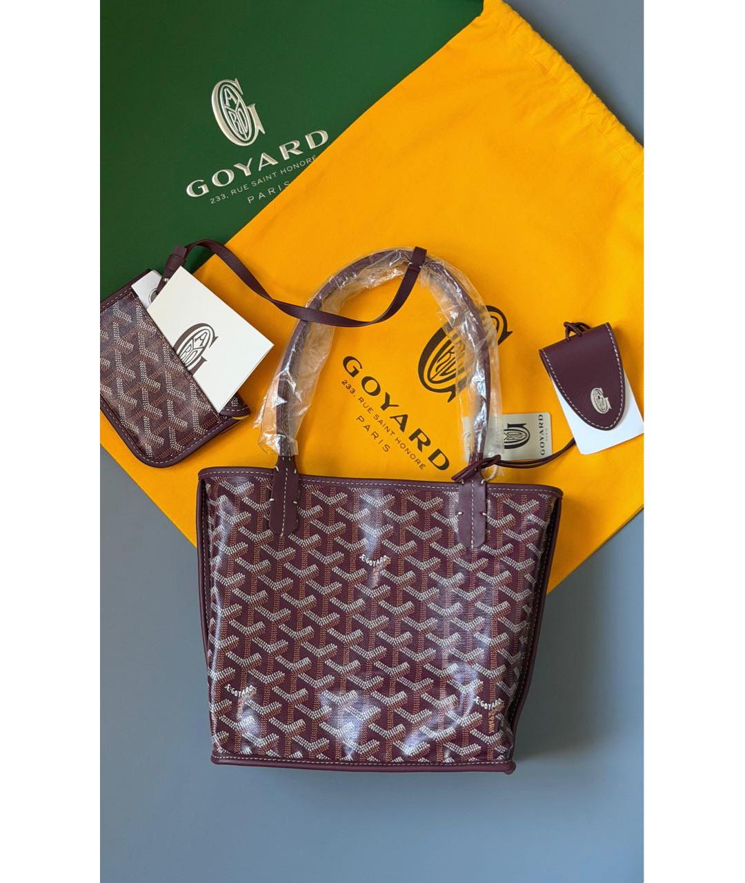 GOYARD Бордовая кожаная сумка тоут, фото 2